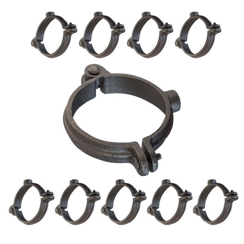 HIGHCRAFT HINGB-34-10 Industrial Decor Hinged Split Ring Pipe Hanger 3/4 in. Malleable Iron, with 3/8 in. Rod Fitting, Vintage Mounting Bracket for Tubing, Shower Curtain, Tiki Torch (10 Pack) - Image 1